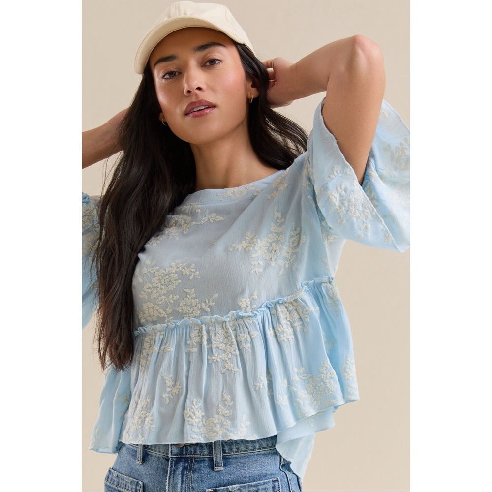 NWT NEW Altar’d State Wanda Ruffle Babydoll Top
